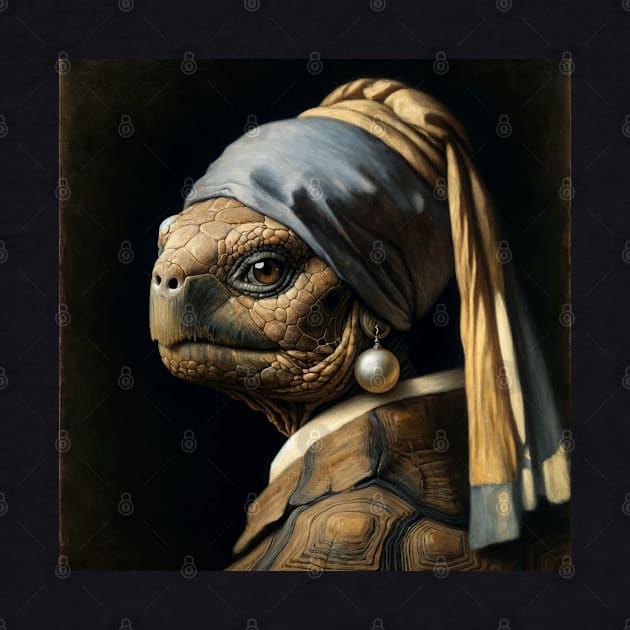 Wildlife Conservation - Pearl Earring Galapagos Tortoise Meme by Edd Paint Something